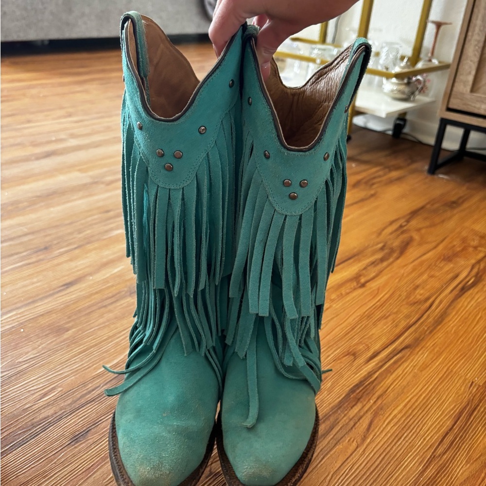 Fringe Turquoise Western Boots - Tanner Mark